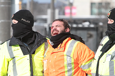 Police Break Up Ottawa Truck Protest : February 2022 : Personal Photo Projects : Photos : Richard Moore : Photographer